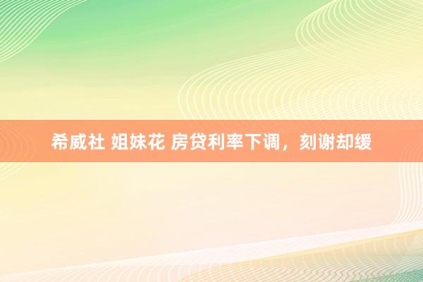 希威社 姐妹花 房贷利率下调，刻谢却缓