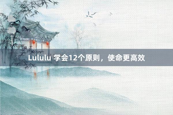 Lululu 学会12个原则，使命更高效