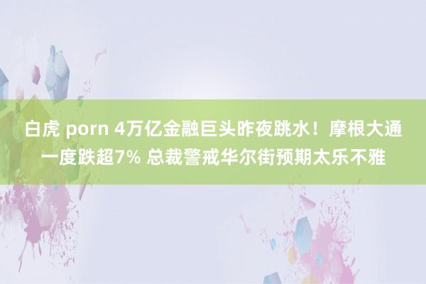 白虎 porn 4万亿金融巨头昨夜跳水！摩根大通一度跌超7% 总裁警戒华尔街预期太乐不雅