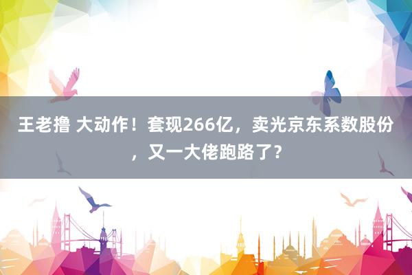 王老撸 大动作！套现266亿，卖光京东系数股份，又一大佬跑路了？