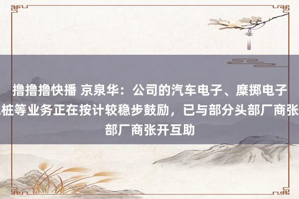 撸撸撸快播 京泉华：公司的汽车电子、糜掷电子、充电桩等业务正在按计较稳步鼓励，已与部分头部厂商张开互助