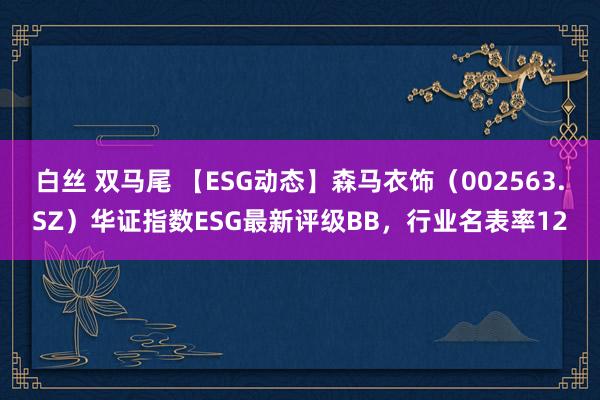 白丝 双马尾 【ESG动态】森马衣饰（002563.SZ）华证指数ESG最新评级BB，行业名表率12