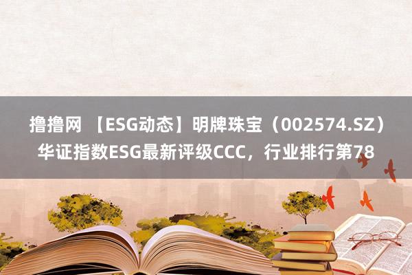 撸撸网 【ESG动态】明牌珠宝（002574.SZ）华证指数ESG最新评级CCC，行业排行第78