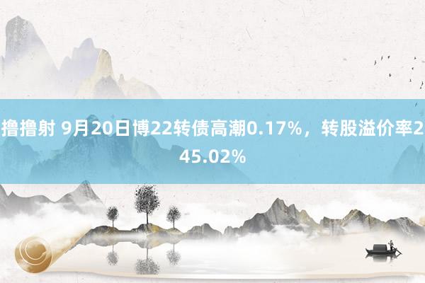 撸撸射 9月20日博22转债高潮0.17%，转股溢价率245.02%