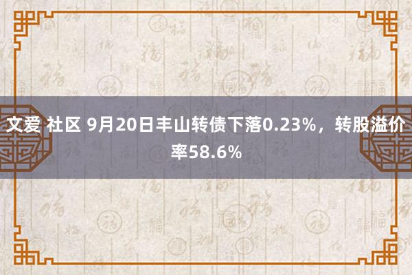 文爱 社区 9月20日丰山转债下落0.23%，转股溢价率58.6%