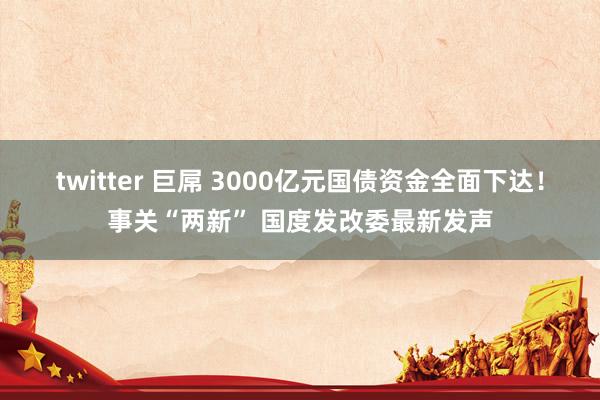 twitter 巨屌 3000亿元国债资金全面下达！事关“两新” 国度发改委最新发声