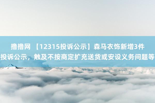 撸撸网 【12315投诉公示】森马衣饰新增3件投诉公示，触及不按商定扩充送货或安设义务问题等