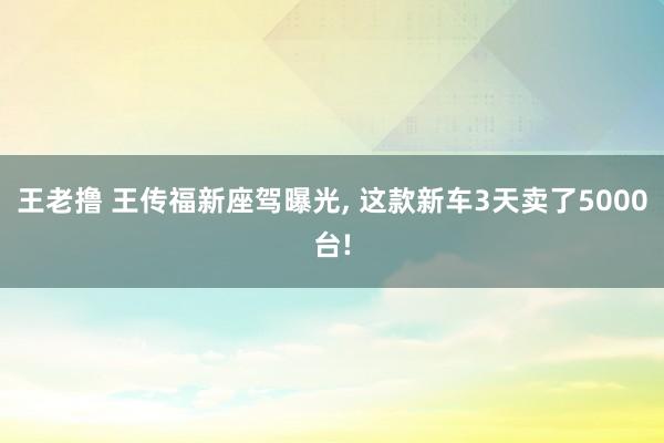 王老撸 王传福新座驾曝光， 这款新车3天卖了5000台!