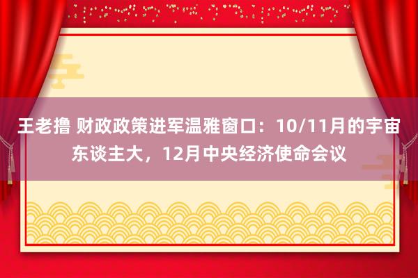 王老撸 财政政策进军温雅窗口：10/11月的宇宙东谈主大，12月中央经济使命会议