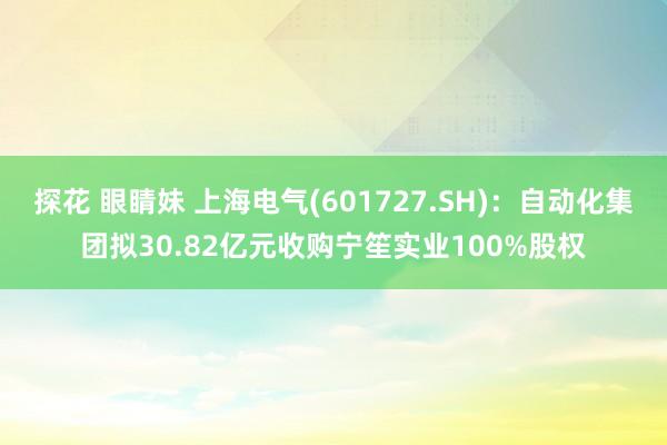 探花 眼睛妹 上海电气(601727.SH)：自动化集团拟30.82亿元收购宁笙实业100%股权