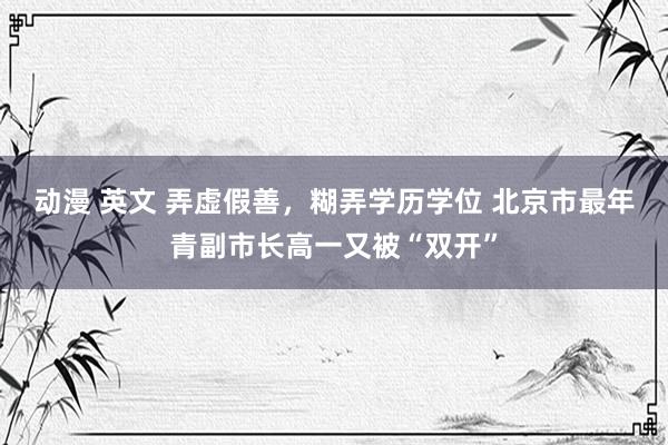 动漫 英文 弄虚假善，糊弄学历学位 北京市最年青副市长高一又被“双开”