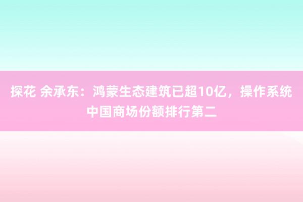 探花 余承东：鸿蒙生态建筑已超10亿，操作系统中国商场份额排行第二