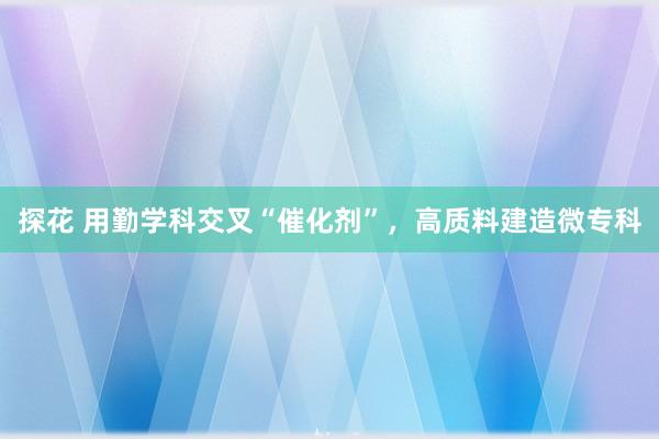 探花 用勤学科交叉“催化剂”，高质料建造微专科