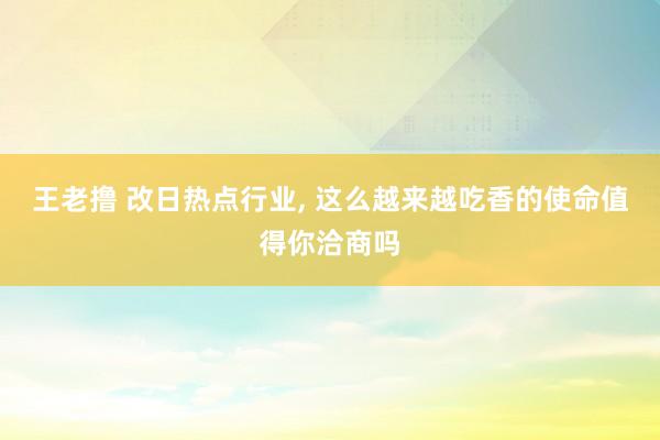 王老撸 改日热点行业， 这么越来越吃香的使命值得你洽商吗