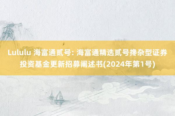 Lululu 海富通贰号: 海富通精选贰号搀杂型证券投资基金更新招募阐述书(2024年第1号)