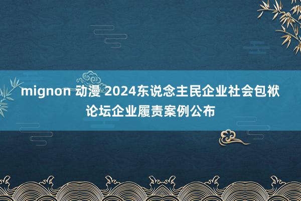 mignon 动漫 2024东说念主民企业社会包袱论坛企业履责案例公布