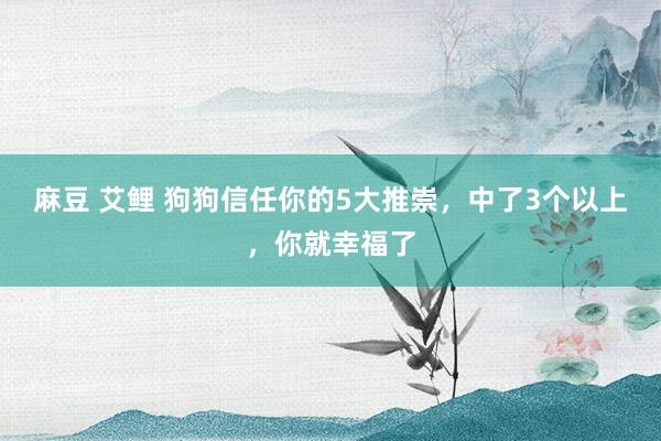 麻豆 艾鲤 狗狗信任你的5大推崇，中了3个以上，你就幸福了