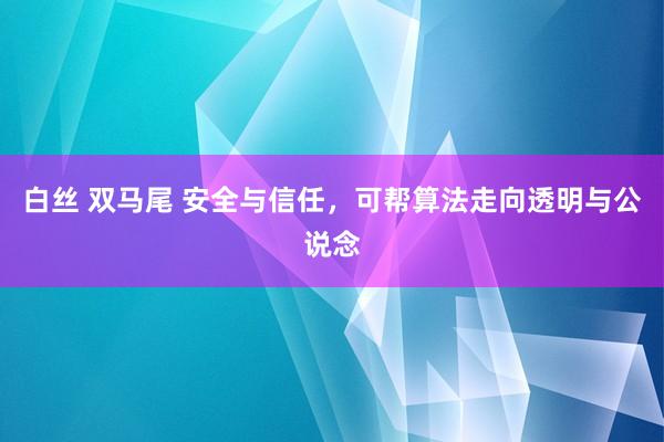 白丝 双马尾 安全与信任，可帮算法走向透明与公说念