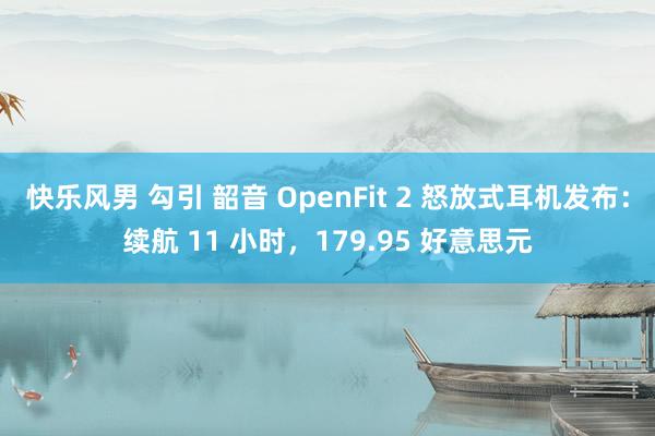 快乐风男 勾引 韶音 OpenFit 2 怒放式耳机发布：续航 11 小时，179.95 好意思元