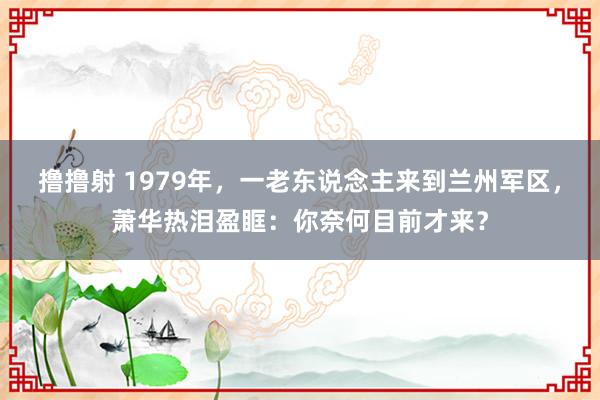 撸撸射 1979年，一老东说念主来到兰州军区，萧华热泪盈眶：你奈何目前才来？